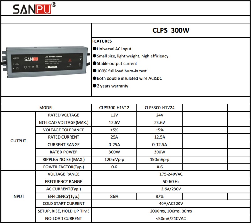 CLPS300_H1V12_SANPU_12V_Power_Supply_Waterproof_1