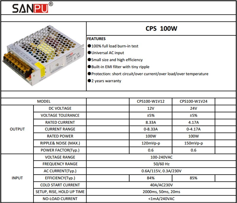 CPS100_W1V24_SANPU_SMPS_LED_Driver_100W_1