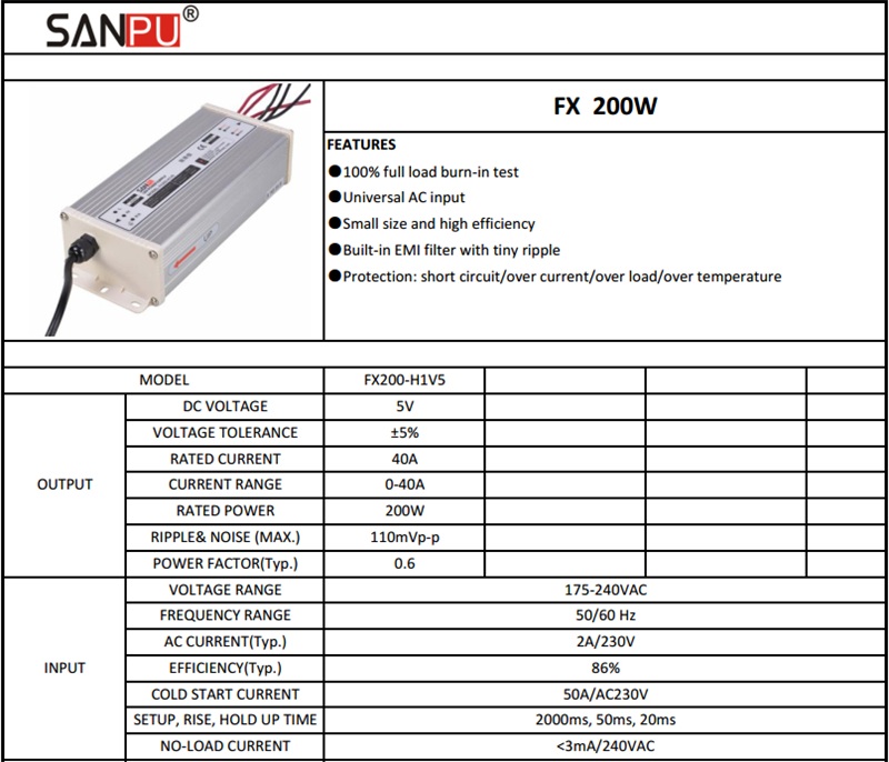 FX200_H1V5_SANPU_SMPS_200w_5v_LED_Power_1