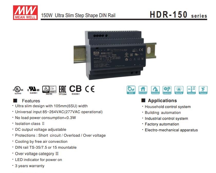 MEAN_WELL_DIN_Rail_Power_Supply_Ultra_Slim_LED_Driver_HDR_150_1