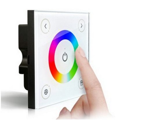 RGB_LED_Controller_Glass_Touch_Panel_Wall_Mount_Full_Color_Console_D3_contolling