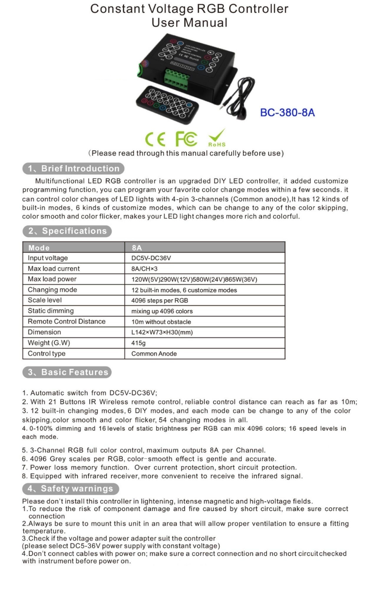 BC_380_8A_Bincolor_Controller_3CH_RGB_Controller_With_Wireless_Remote_1