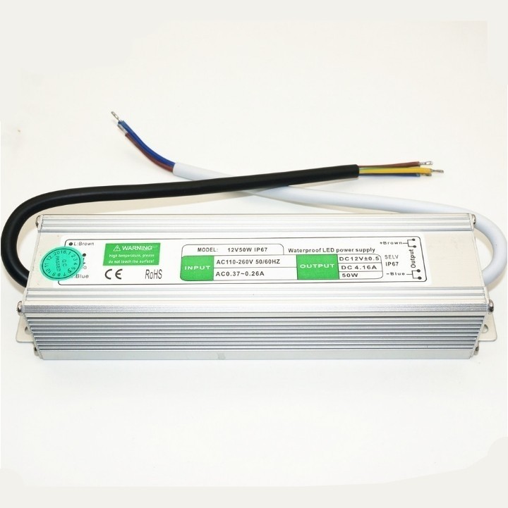 DC 12V 24V 50W Waterproof AC Transfer to DC LED Driver Power Supply