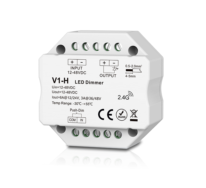 V1-H Skydance Led Controller 1CH*3A/6A 12-48VDC CV Dimming Controller Push Dim