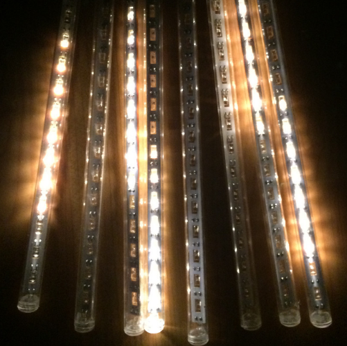 8 Tubes 20cm White LED Meteor Lights Christmas Decorative Rain Tube