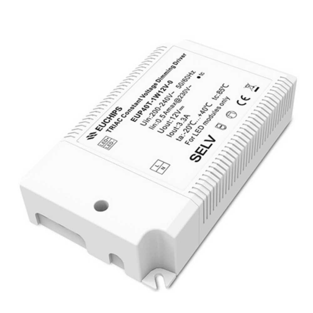 Euchips 40W 12V DC Constant Voltage Dimmable Driver EUP40T-1W12V-0