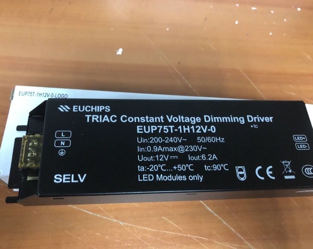 Euchips 75W 12V DC Constant Voltage Dimmable Driver EUP75T-1H12V-0 CV Driver