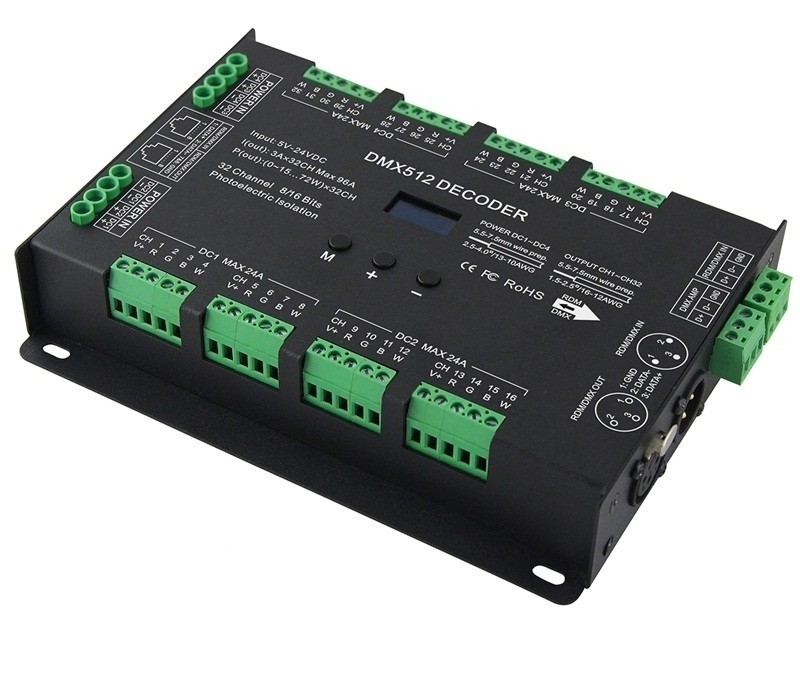 Bincolor BC-632 32CH DMX-PWM Decoder 5V-24V Switch Driver Led Controller