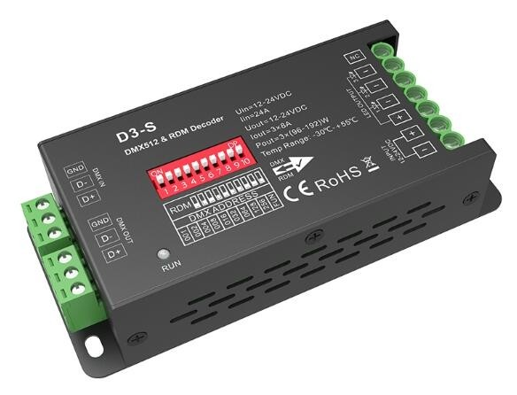 D3-S Skydance Led Controller 3CH*8A 12-24VDC CV DMX Decoder