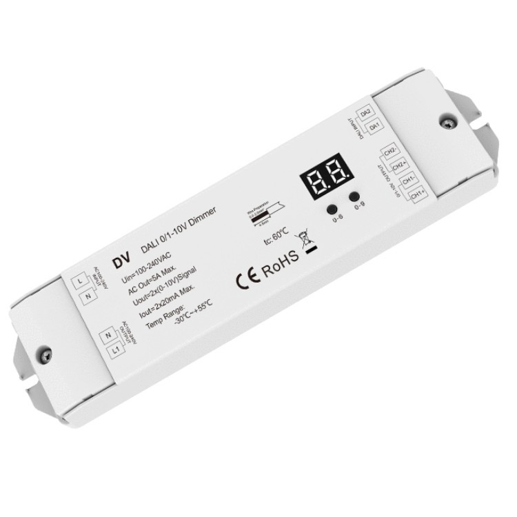 DV DT5 DALI 0/1-10V Dimmer Skydance Led Controller 100-240V AC 2CH 20mA