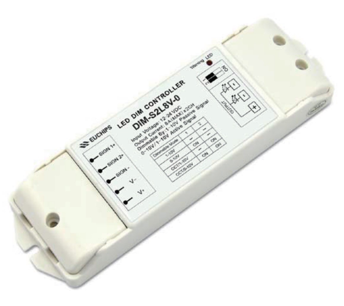 Euchips DIM-S2L8V-0 12-24V Led Dim Controller PWM 0-10V 1-10V