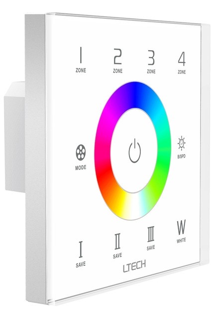 LTECH EX8S Wall Mounted LED Controller 2.4G 4 Zones RGBW Touch Panel