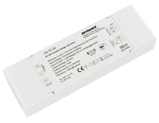 LN-75-24 Skydance Led Controller 75W 24VDC CV 0/1-10V& SwitchDim LED Driver