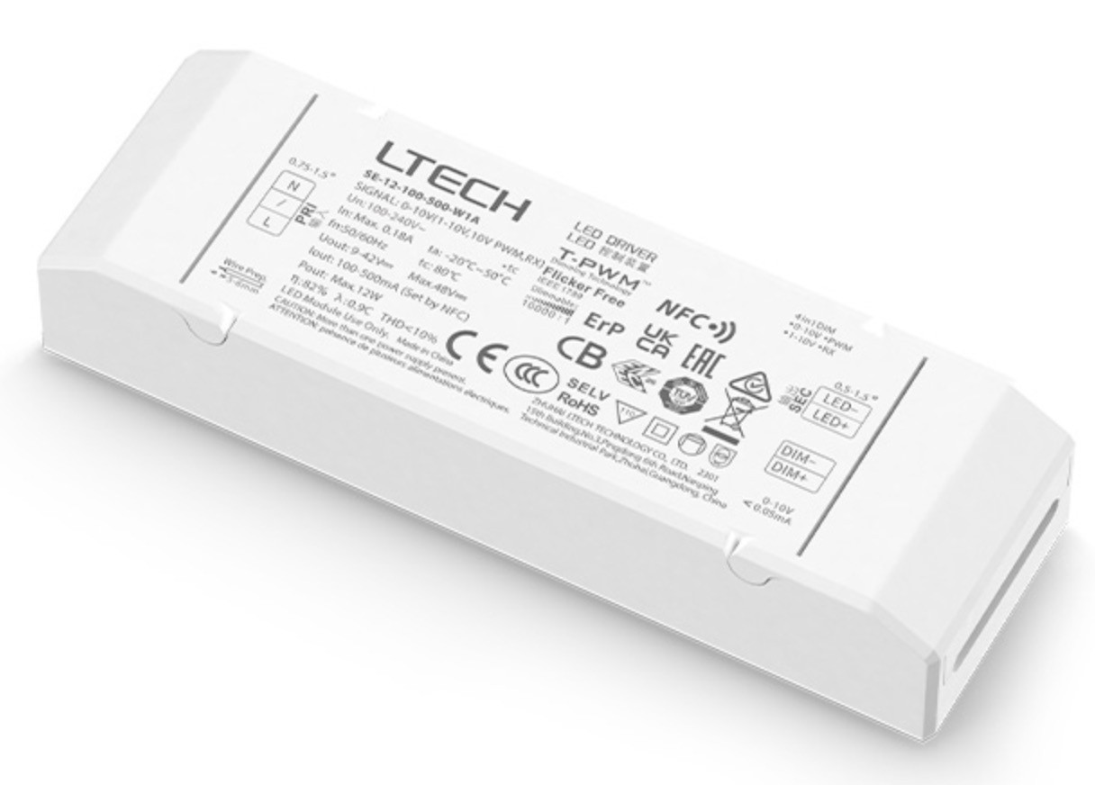 Ltech 12W SE-12-100-500-W1A NFC Constant Current 0-10V 1-10V LED driver