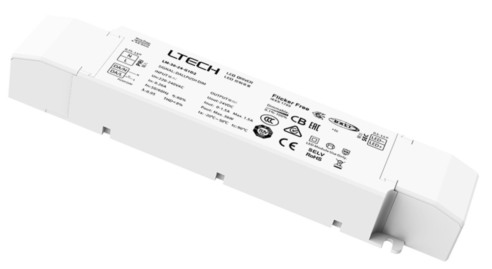 LTECH LM-36-24-G1D2 Dali Push DIM DT6 CV LED Intelligent Driver