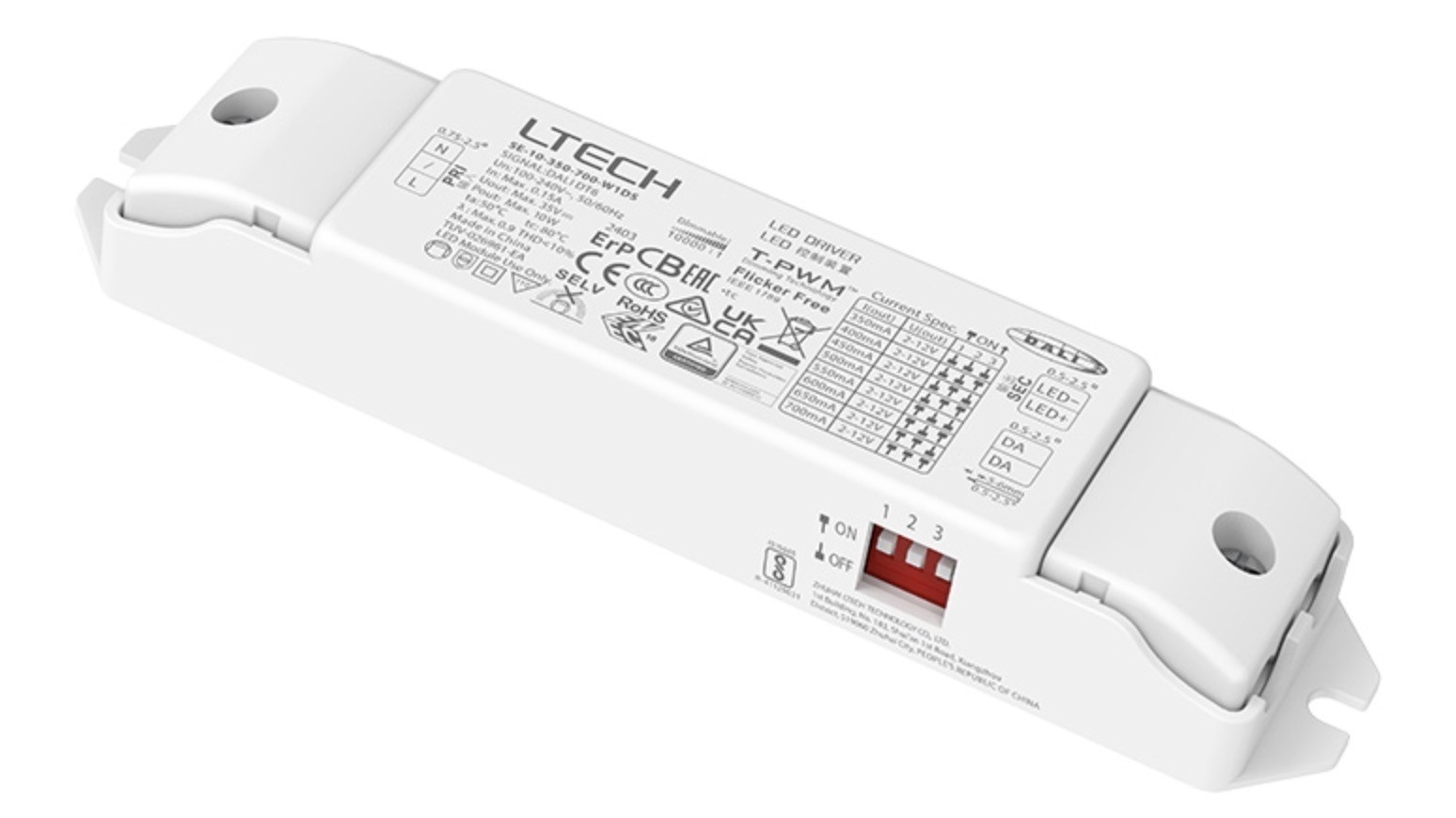 Ltech SE-10-350-700-W1DS 10W 350-700mA CC DALI-2 Driver Control Dimmer Decoder Led Controller
