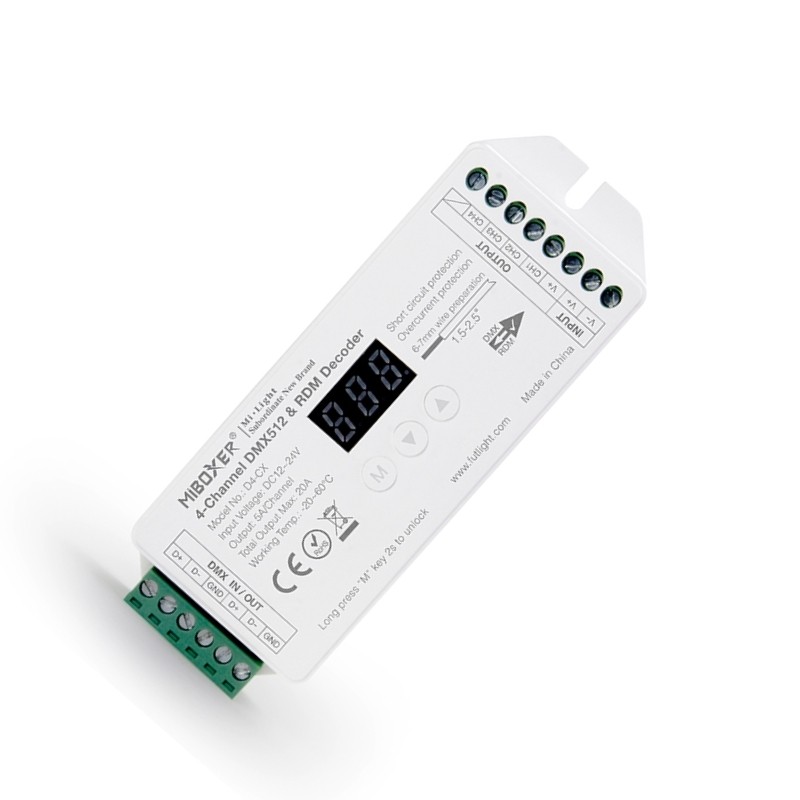 Mi.Light 4-Channel LED Controller DC12-24V  D4-CX Constant Voltage DMX Address RDM Decoder