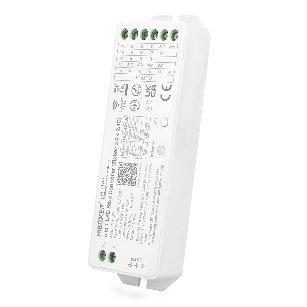 ZL5 MiBoxer CCT RGB RGBW RGB+CCT LED Strip Controller 2.4G Zigbee 12-48Vdc