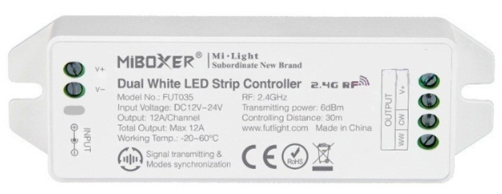 MiBoxer FUT035 Mi.Light Upgraded 2.4G 4-Zone Color Temperature Dual Strip Support Voice Led Cotroller Dimmer Control Driver