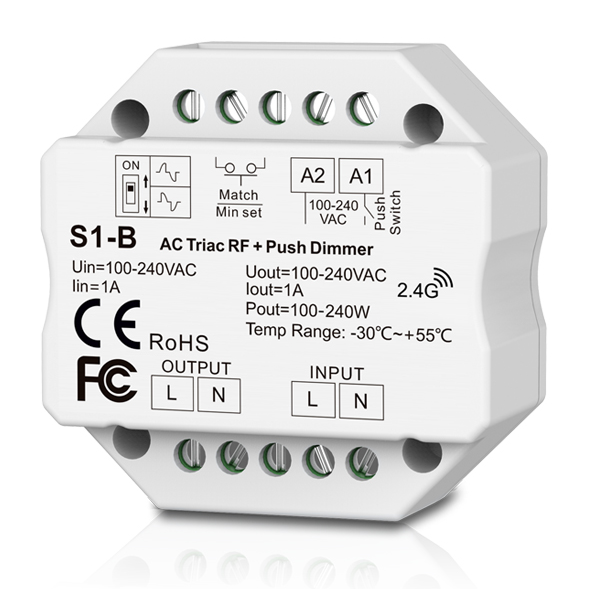 S1-B Skydance Triac RF Dimmer Push Dimmer 1CH 1A AC