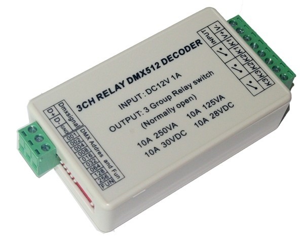 WS-DMX-RELAY-3CH 12v 3ch Relays Dmx512 3P led Decoder Dimmer