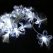 White Flower Petals Fiber Christmas Lights String 4 Meters 20 LEDs 2Pcs